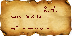 Kirner Antónia névjegykártya